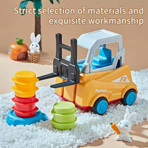 Children'S Engineering Truck Forklift Press Shovel Toy Car Suit Education Stacking Toy Board Game for Party Boys Birthday Gift