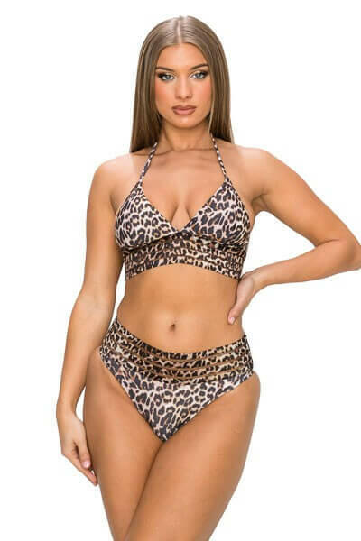 Two Piece Leopard Print with Organza trim top and.