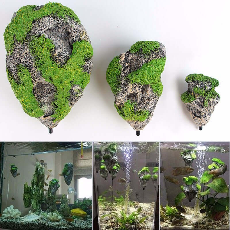 Floating Rock Aquarium Decoration - Grey
