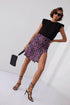 Black and pink mezzo skirt in floral print with draping 12910