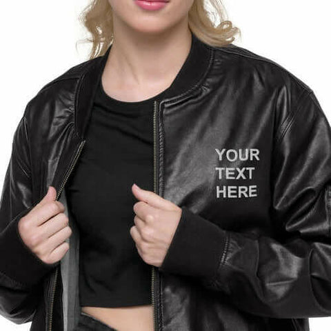 Personalized Embroidered Leather Jacket , Custom Leather Jacket,.