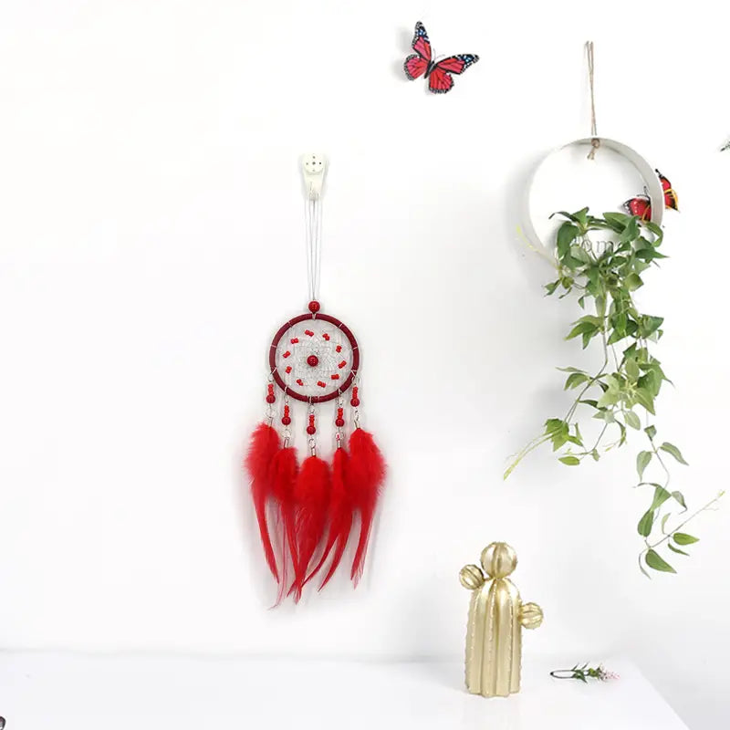 Car Dream Catcher Charm with Feather Tassel Pendant