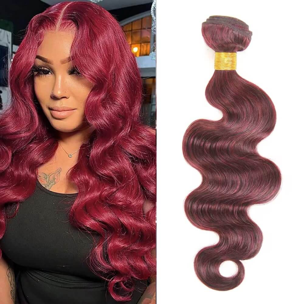 99J Burgundy Body Wave Human Hair Bundle – 22 Inches