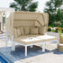 3-Piece Patio Daybed with Retractable Canopy Outdoor Metal Sectional