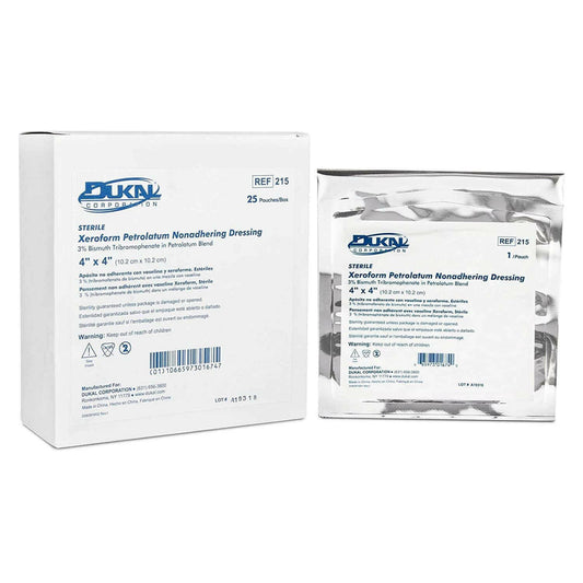 Dukal 215 Alba Xeroform Petrolatum Gauze, Sterile, 4 x 4 Inch (Pack of