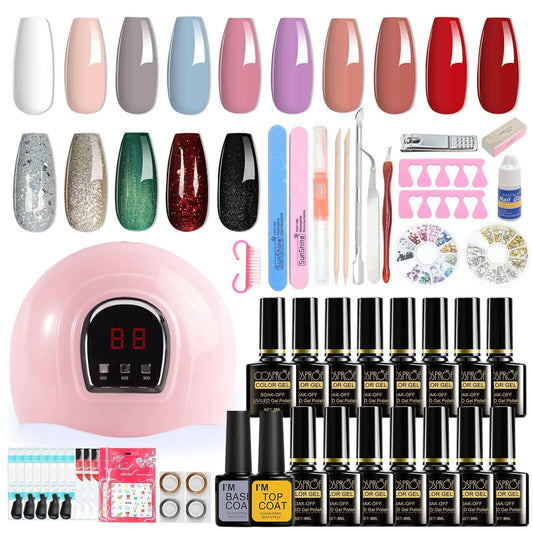 36W 18LED Nail Lamp Gel Nail Polish Starter Kit Manicure 15 Colors.