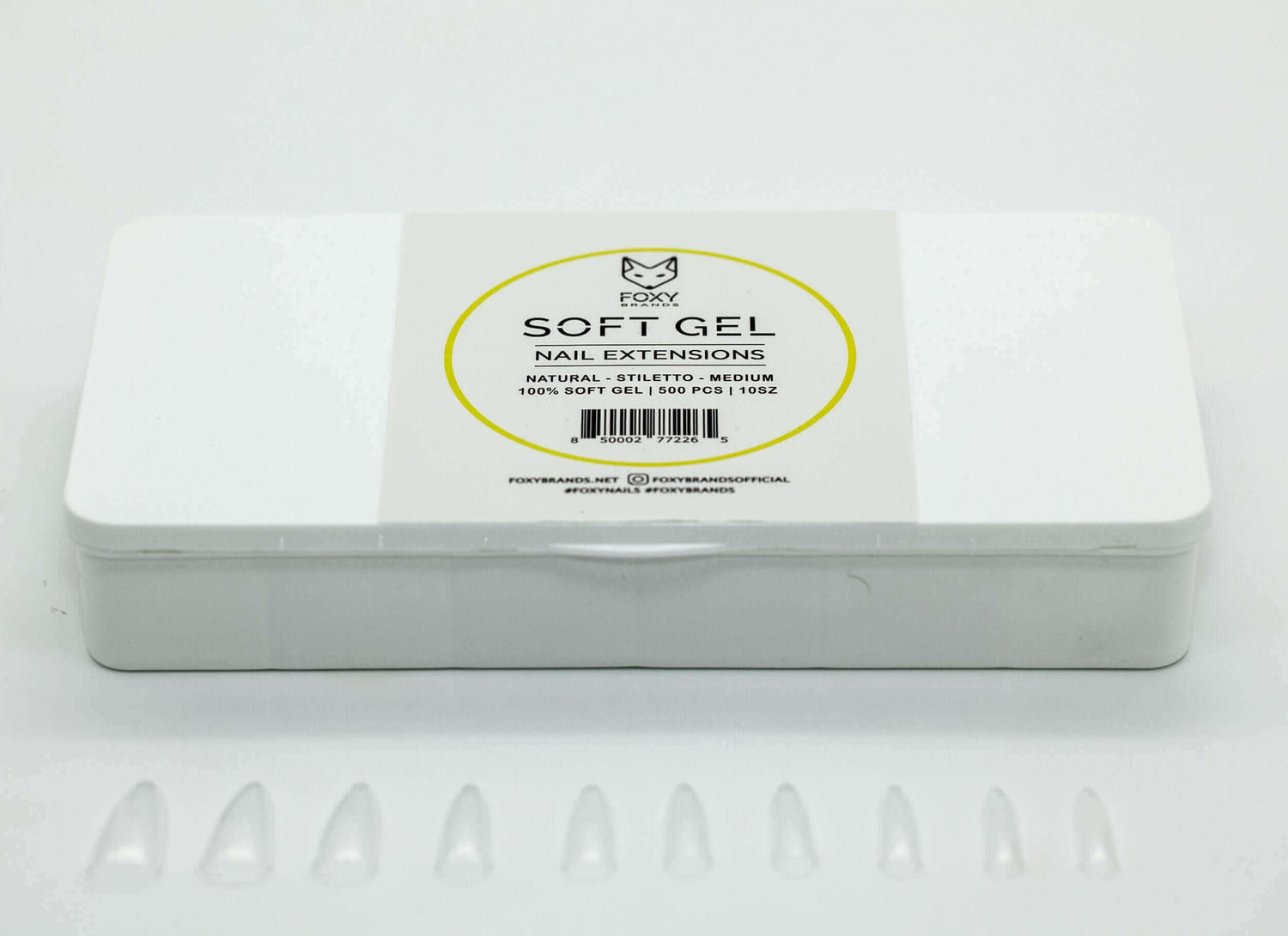 Soft Gel Tips - Natural Medium Stiletto (500 pcs)