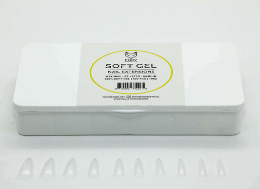 Soft Gel Tips - Natural Medium Stiletto (500 pcs).