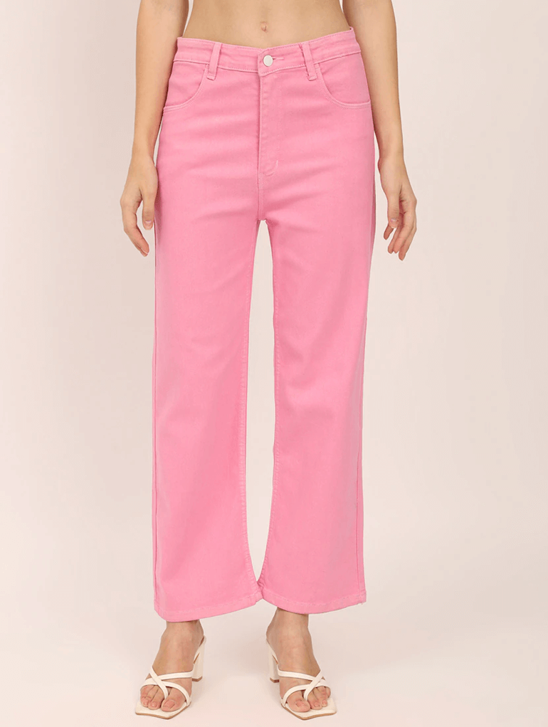 Women High Rise Denim Jeans(Size32)(Colorpink)