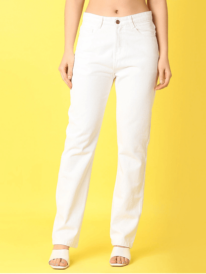 Women's Cotton  High Rise Denim Jeans(Size34)(Colorwhite)