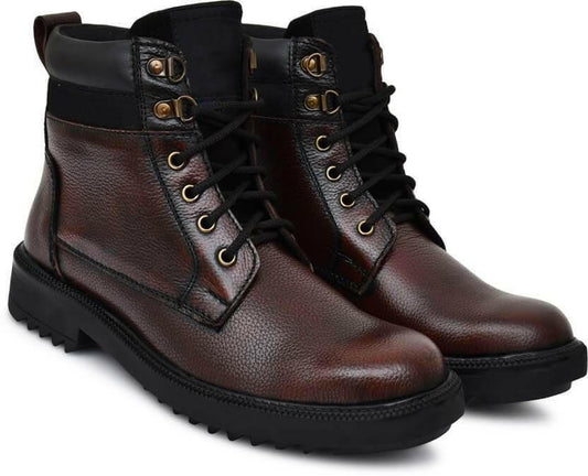 High Ankle Genuine Leather Casual and Tactical Boots For Men (Size-9).