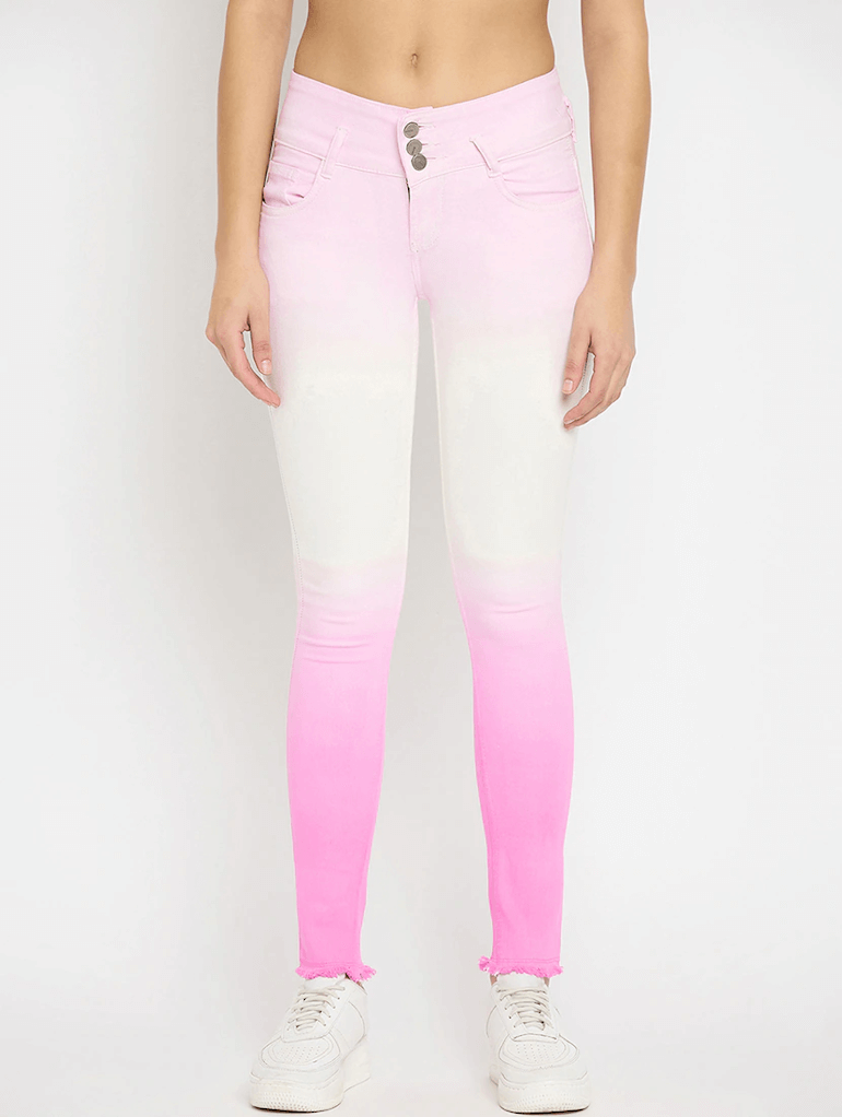 Women's Cotton  High Rise Denim Jeans(Size34)(Colorlight blue)