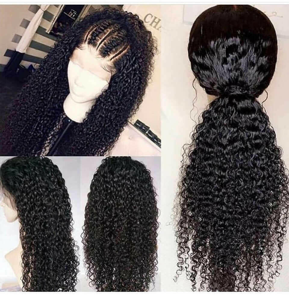 13x4 HD Transparent Lace Front Jerry Curl Human Hair Wigs 200% Density.