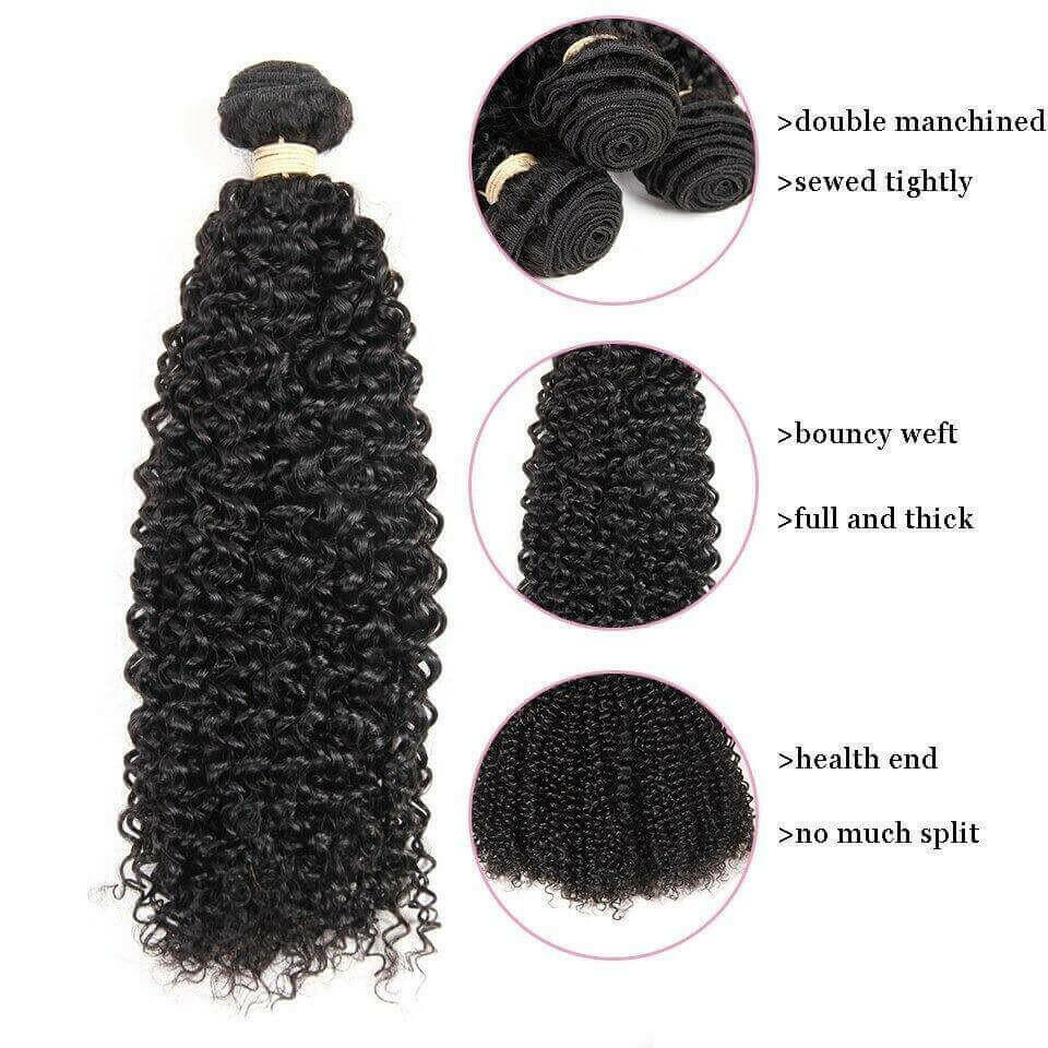 BeuMax 10A Grade 3/4 Kinky Curl bundles with 13x4 Frontal.