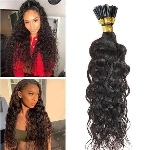 Water Wave Human Hair i Tip Microlinks Bulk Braiding Human Hair Bundle.