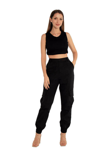 high waist cargo pants.