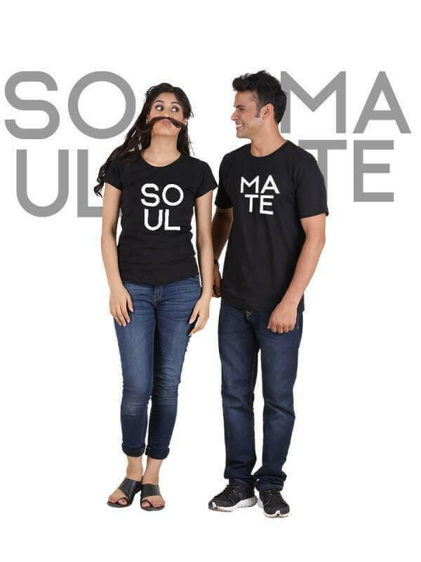 Soulmate (Classic) Classic Couple T-Shirt Black.