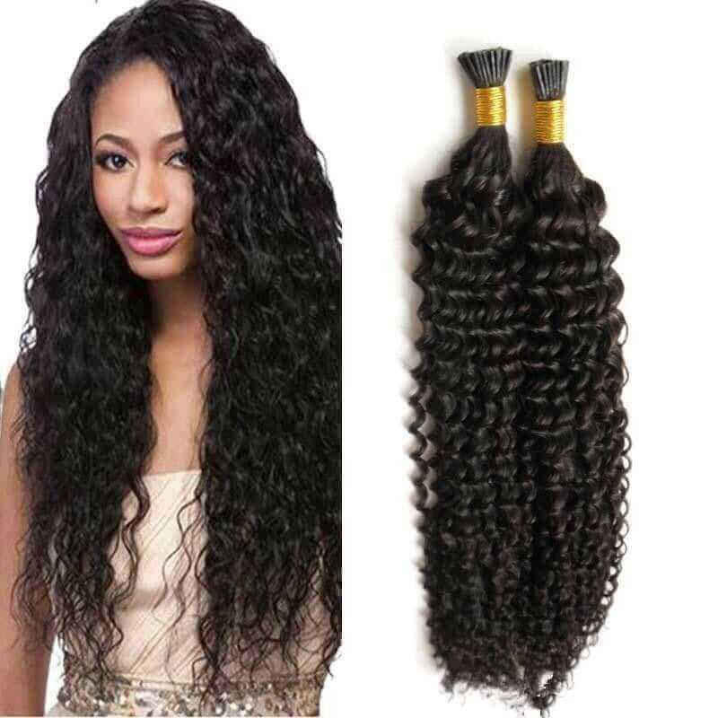 Jerry Curl Human Hair i Tip Microlinks Bulk Braiding Human Hair Bundle.