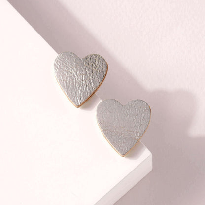 Heart Genuine Leather Stud Earrings.