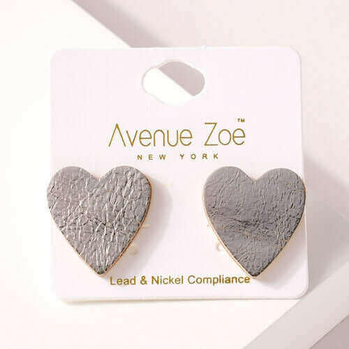 Heart Genuine Leather Stud Earrings.