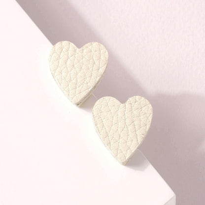 Heart Genuine Leather Stud Earrings.