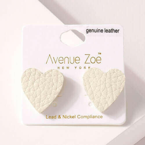 Heart Genuine Leather Stud Earrings.