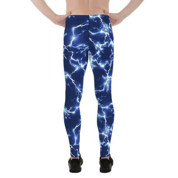 Mens Leggings - Blue Thunder Lightning Leggings.