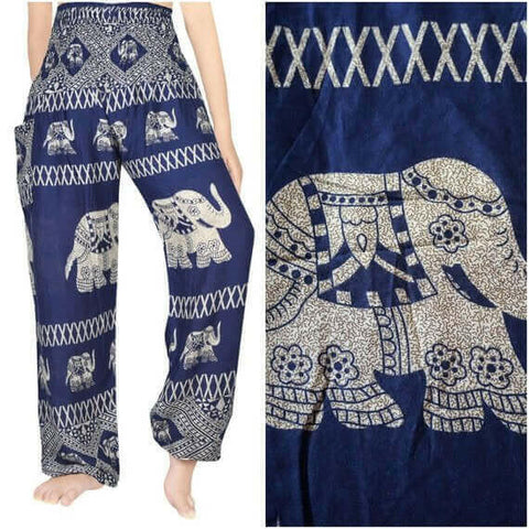 Blue ELEPHANT Pants Women Boho Pants Hippie Pants Yoga.