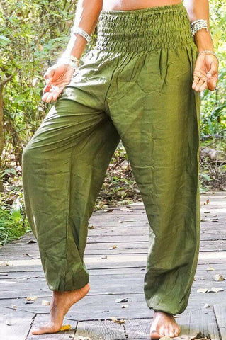 SOLID Green Women Boho Pants Hippie Pants Yoga.