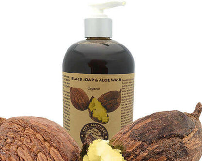 Organic Black Soap & Aloe Wash 8oz/240ml.