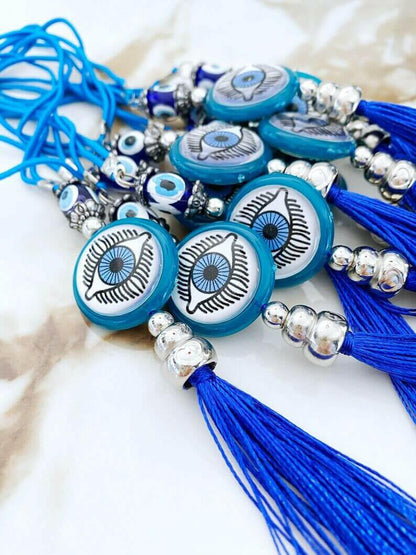 Greek Evil Eye Beads, Car Rear Mirror Charm with Evil Eye, Car.