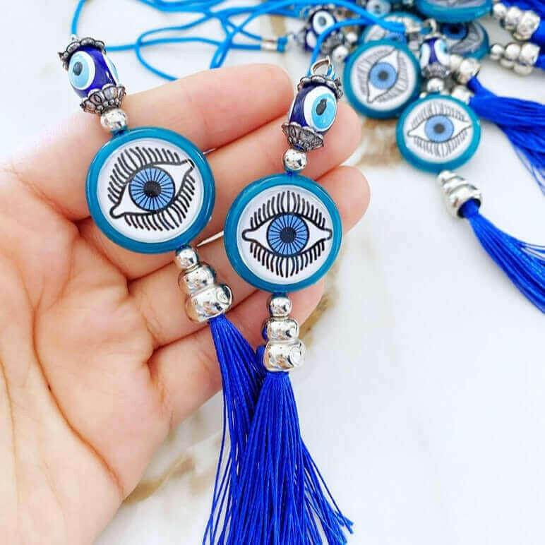 Greek Evil Eye Beads, Car Rear Mirror Charm with Evil Eye, Car.