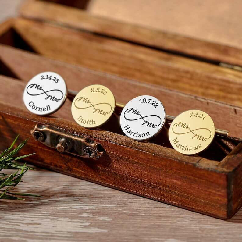 Wedding Gift For Groom, Personalized Cufflinks, Groom Gift from Bride.