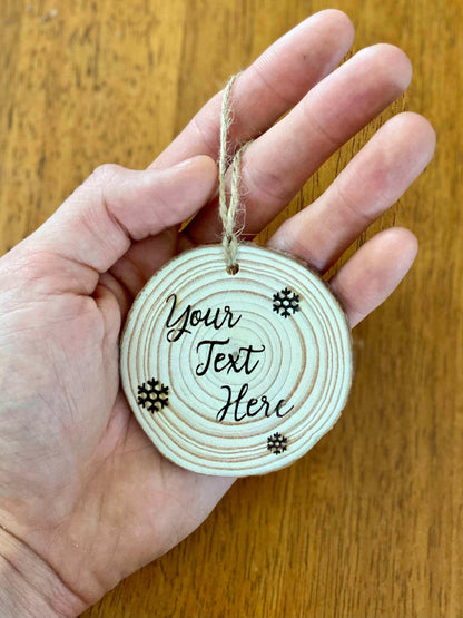 Custom Engraved Wood Christmas Ornament.