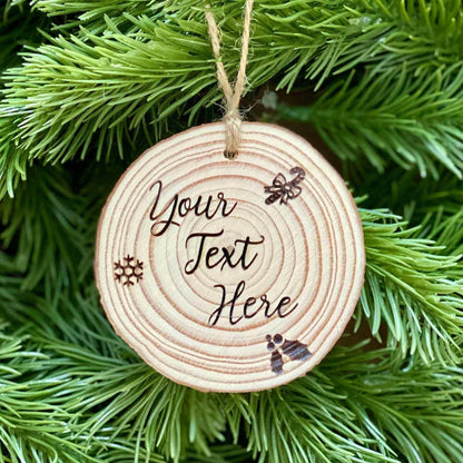 Custom Engraved Wood Christmas Ornament.