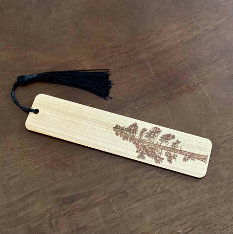 Pine Tree Engraved Wood Bookmark.