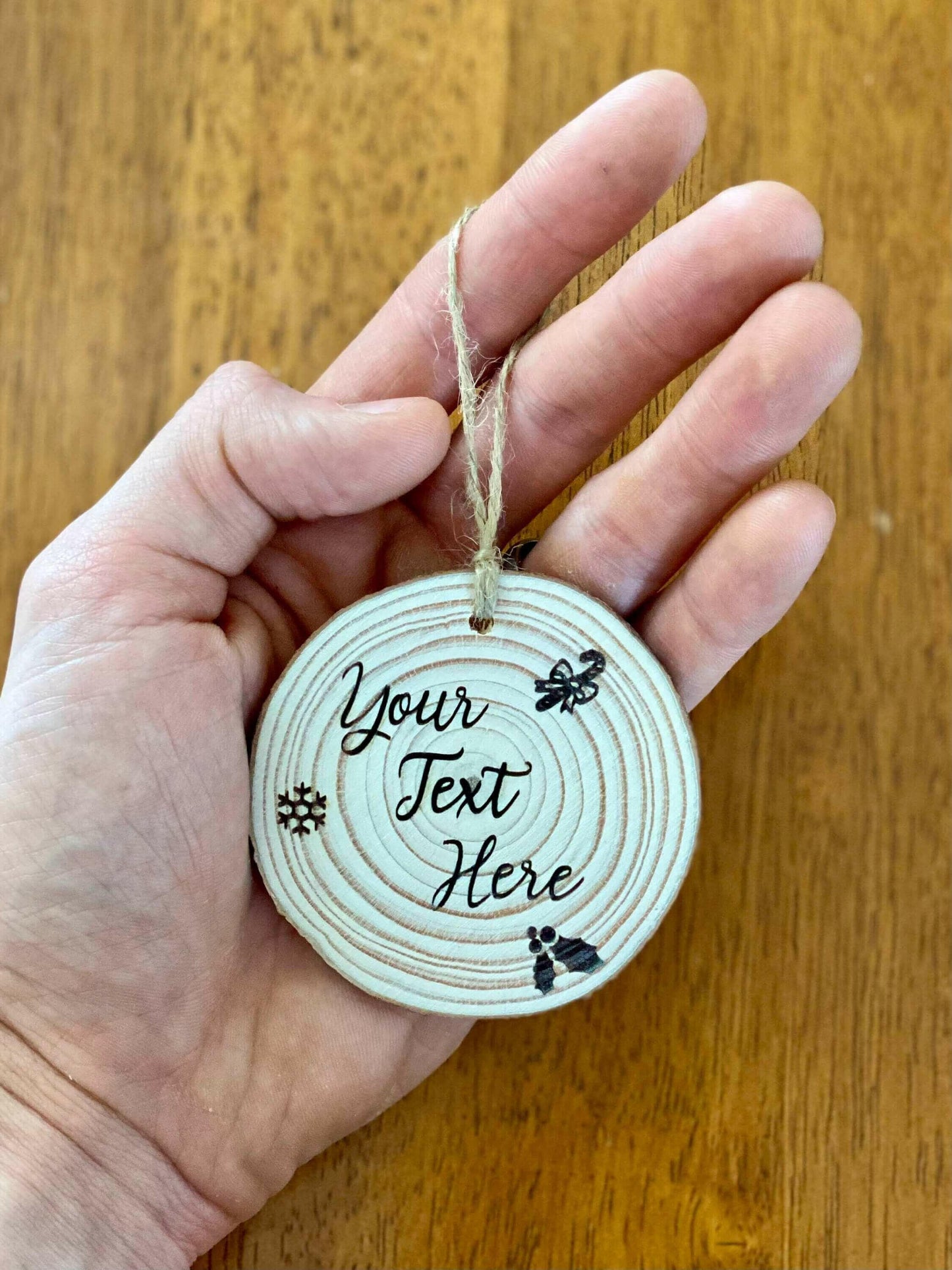 Custom Engraved Wood Christmas Ornament.