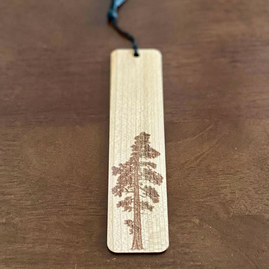 Pine Tree Engraved Wood Bookmark.