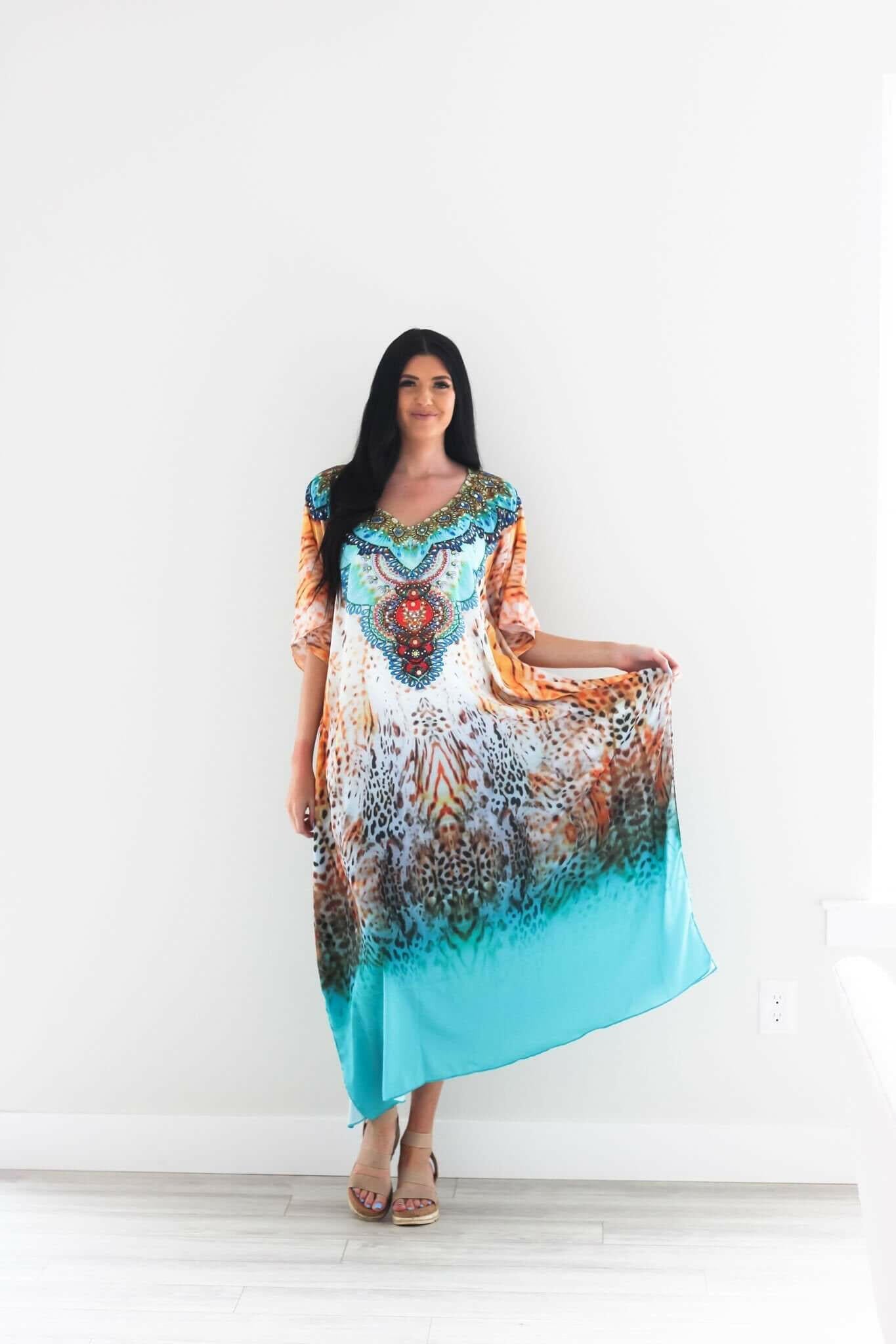 Embellished Caftan Dress  for women.