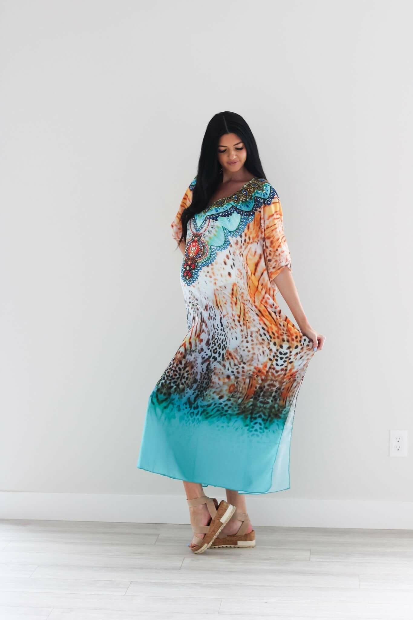 Embellished Caftan Dress  for women.