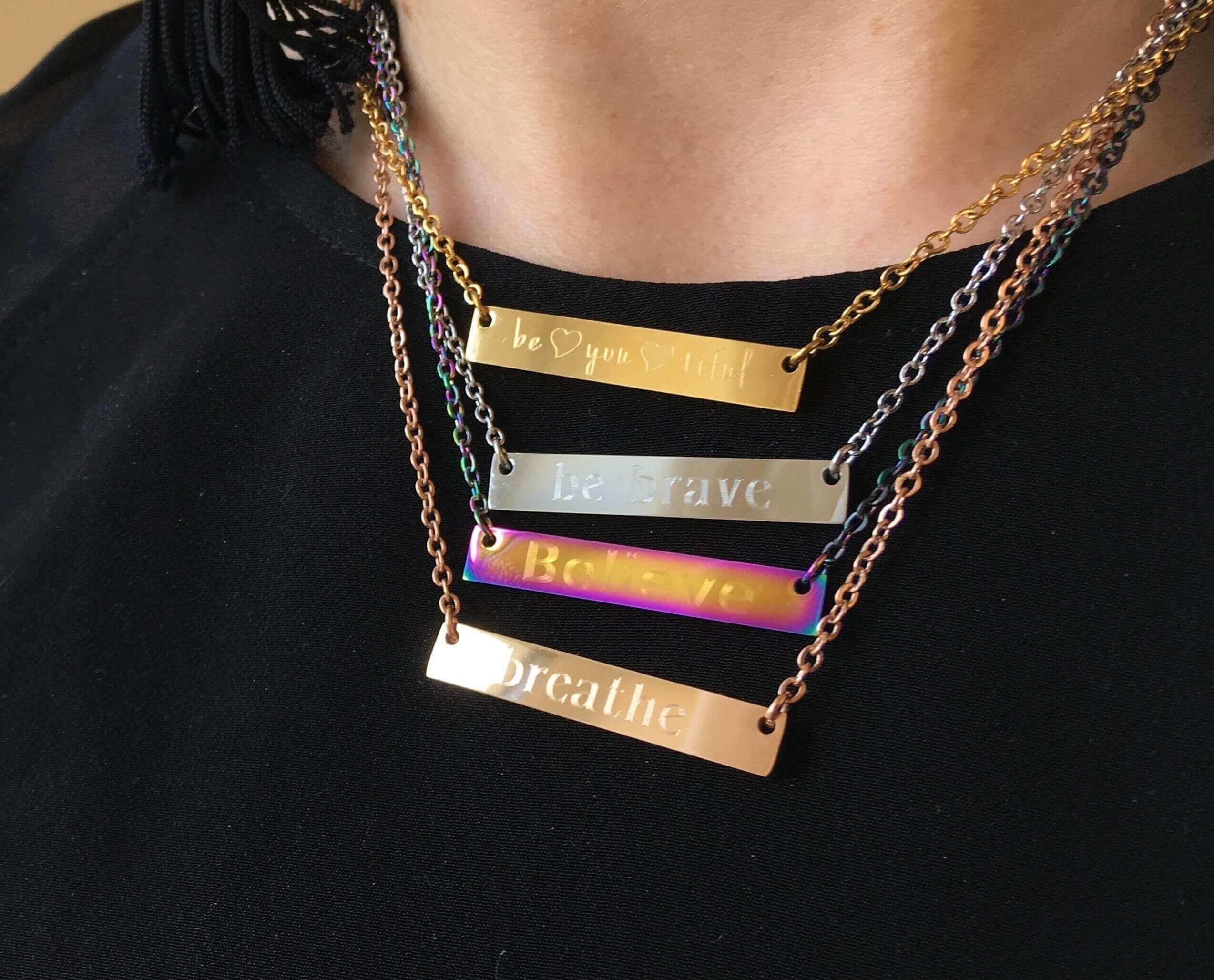 Be Brave Bar Necklace Personalized Gift