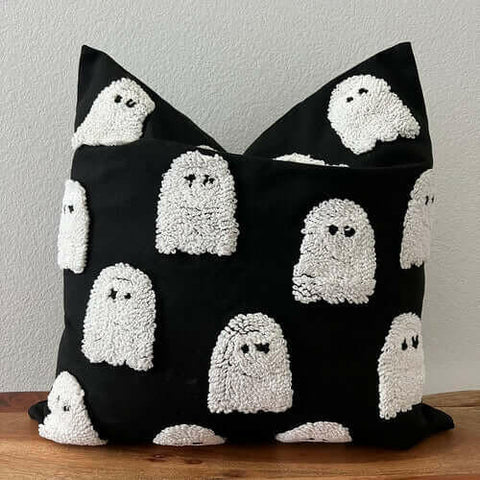 Halloween throw pillow cover, tufted accent pillow.