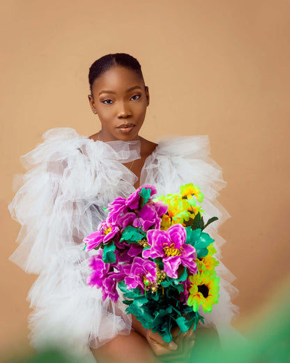 Breezy Long Coat | Layered Tulle Jacket