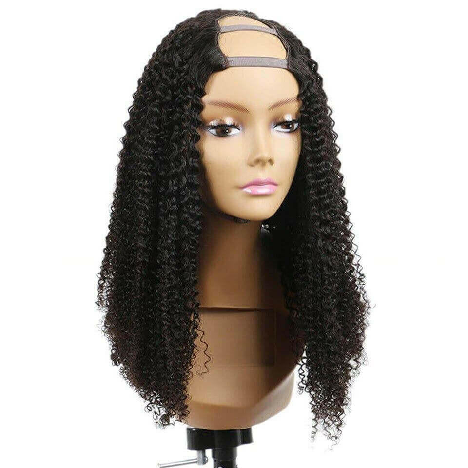 U Part Wig Kinky Curly Human Hair Wigs For Black Women Brazilian Remy.