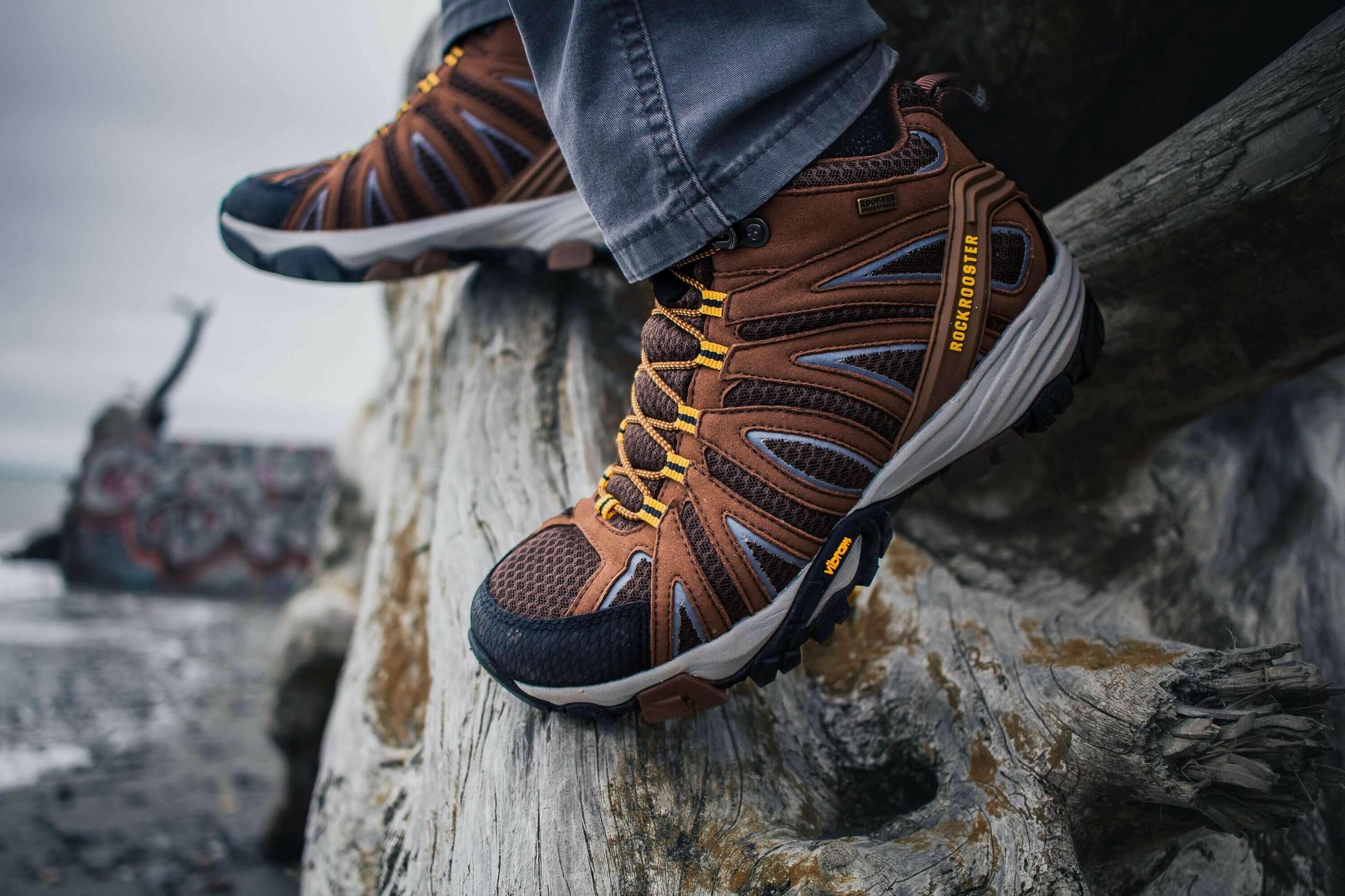 ROCKROOSTER Bedrock Brown 6 Inch Waterproof Hiking Boots with VIBRAM®.