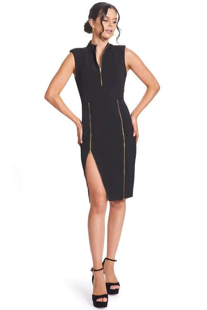 Just Zip It Dress - Sleeveless midi dress with exposed functional gold