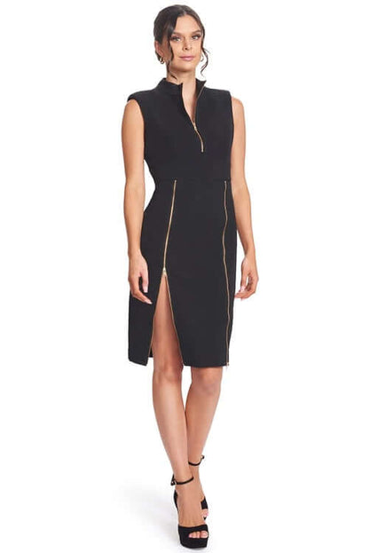 Just Zip It Dress - Sleeveless midi dress with exposed functional gold