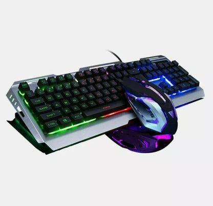 Ninja Dragon Metallic Silver Mechanical Gaming Keyboard and Mouse Set.