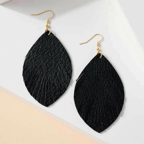 Feather Genuine Leather Earrings.