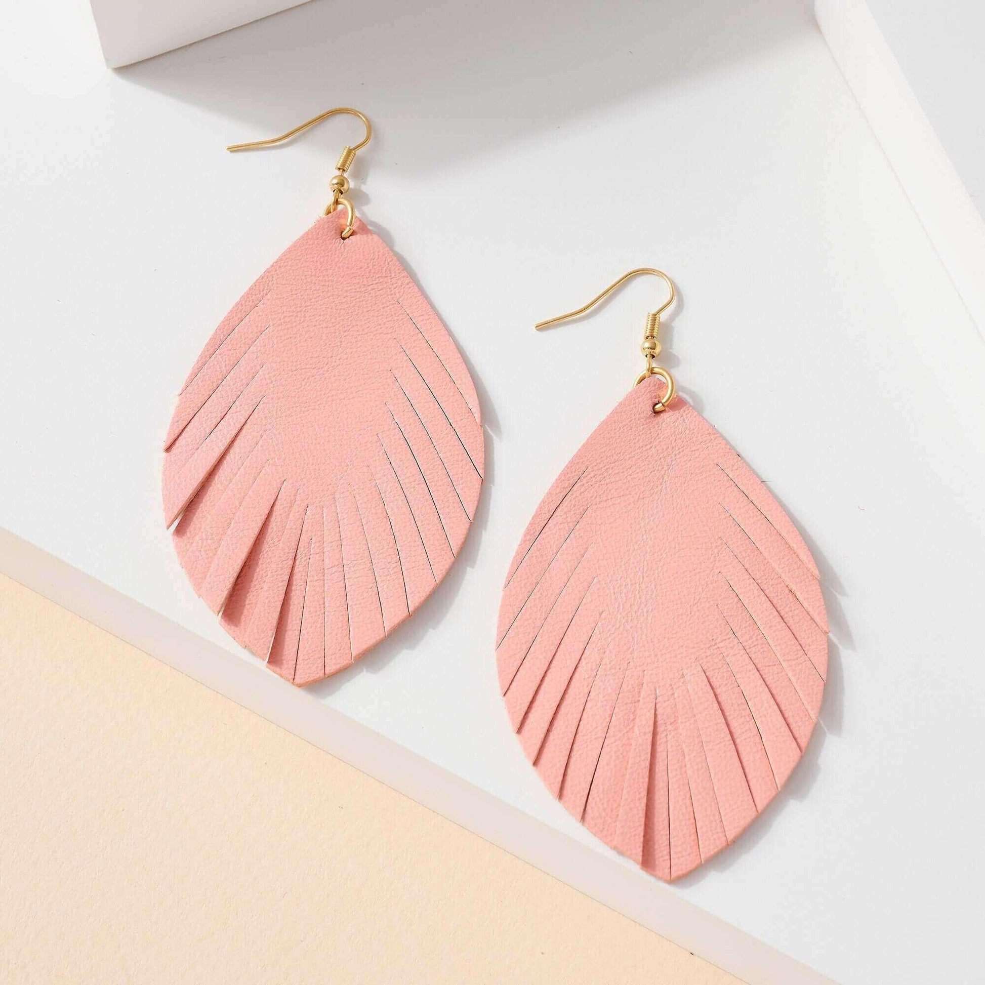 Feather Genuine Leather Earrings.